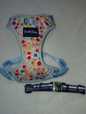 Packed Party Dog Harnes Sz Small (10-20 lbs) & Coastal K9 Explorer Collar 8-12"